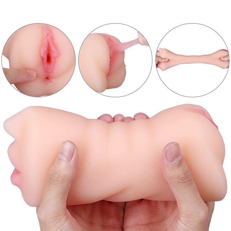 Dual‑Head Masturbator with Cock Ring & Triple Openings-MY13