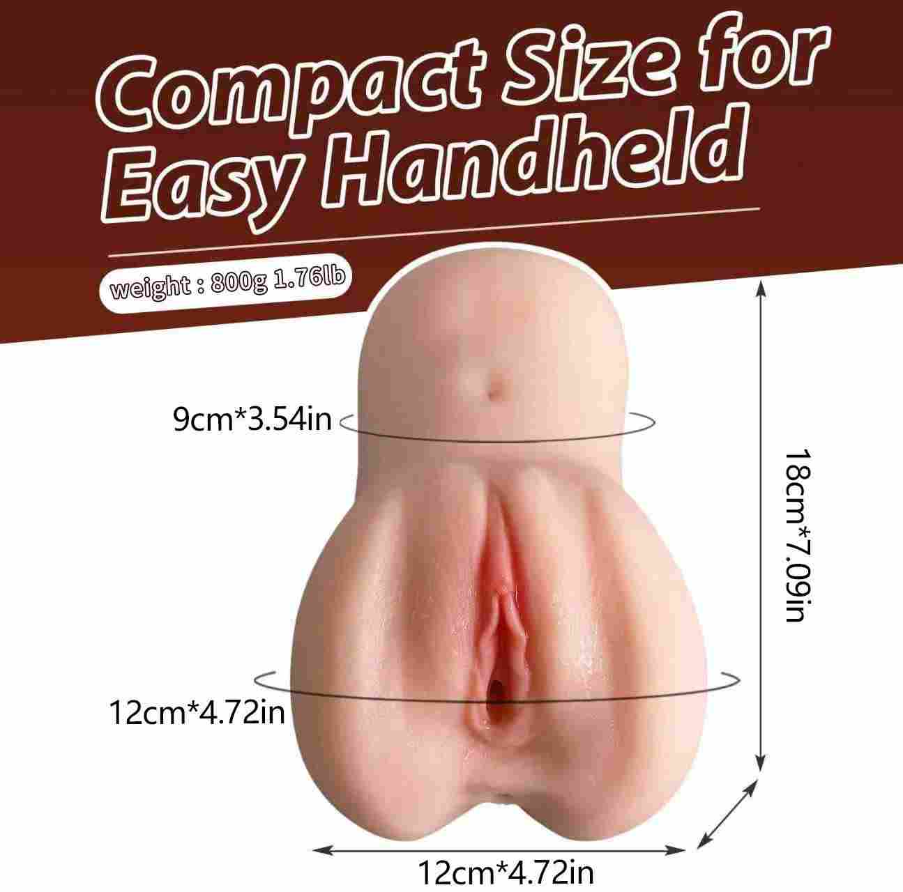 Single‑Head Masturbator with Dual Openings & Heating Rod (17.5×9.5×9.5 cm, 800 g)-MY47