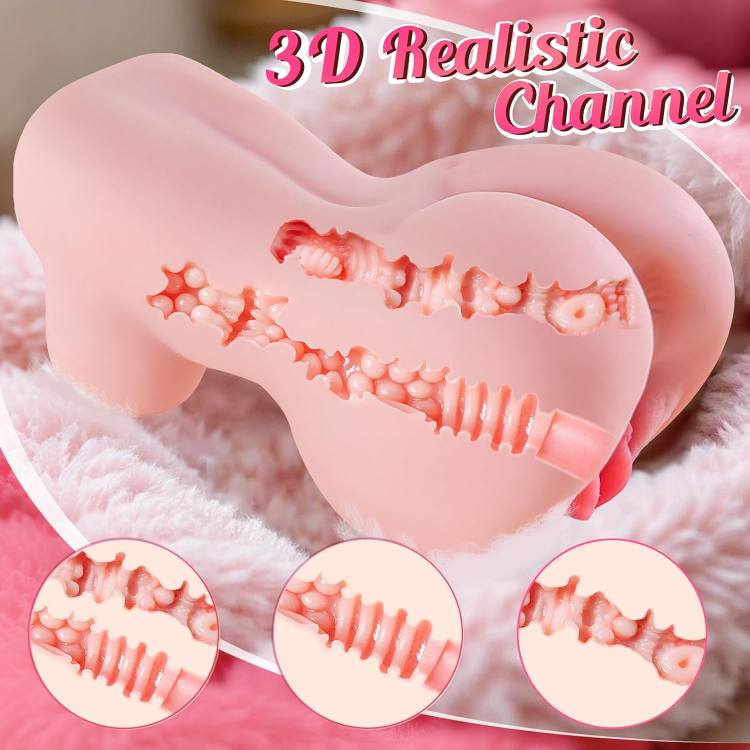 Single‑Head Masturbator with Dual Vaginal & Anal Openings (16.5 × 8.5 × 9 cm, 600 g)-MY45