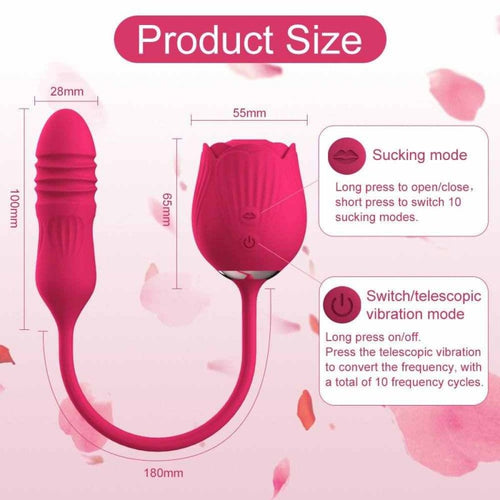 Rose‑Red Suction Vibrator with Licking Tip-MY03