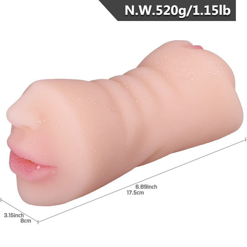 Dual‑Head Masturbator with Cock Ring & Triple Openings-MY13