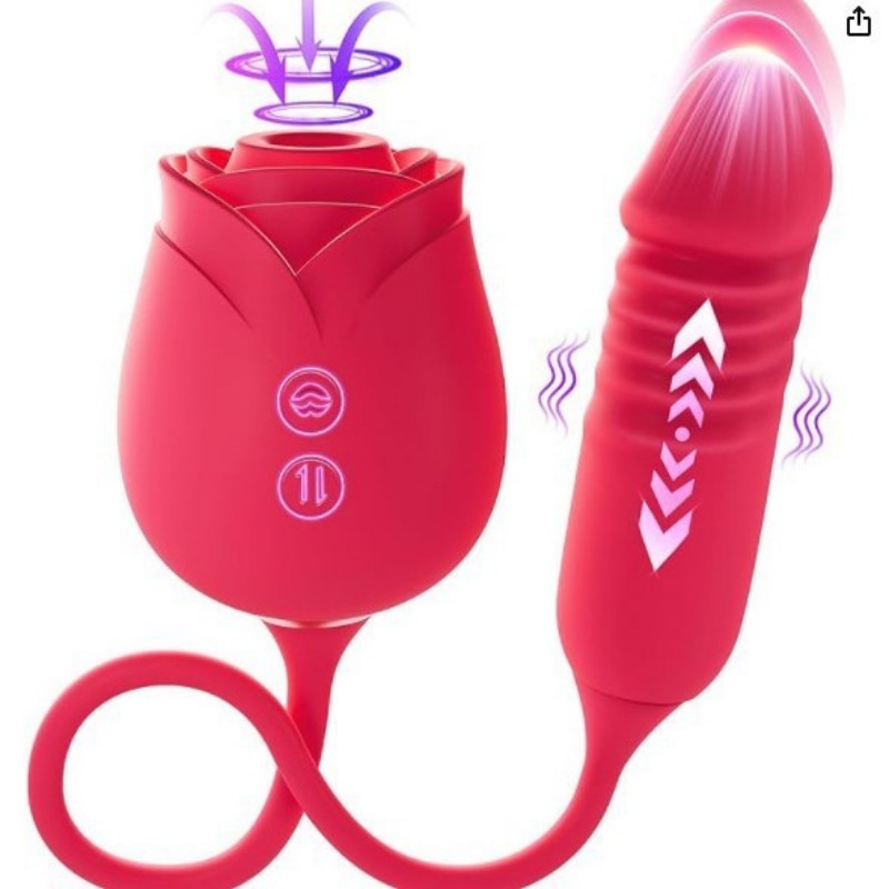 Rose‑Red Suction Vibrator with Licking Tip-MY03