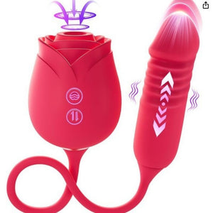 Rose‑Red Suction Vibrator with Licking Tip-MY03