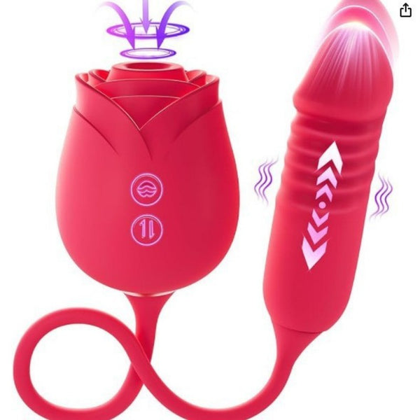 Rose‑Red Suction Vibrator with Licking Tip-MY03