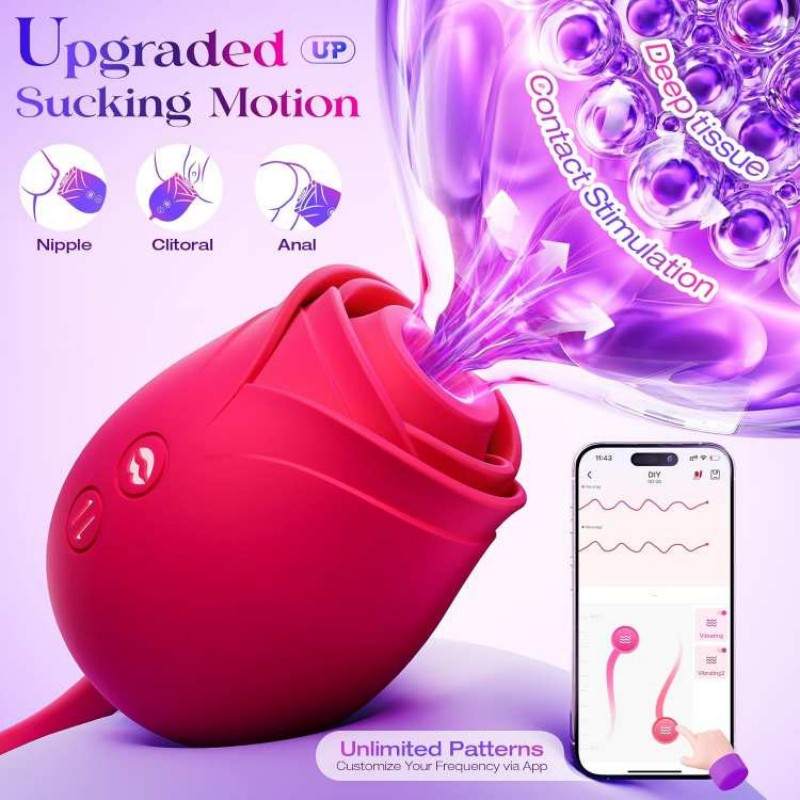 Rose‑Red Suction Vibrator with Licking Tip-MY03
