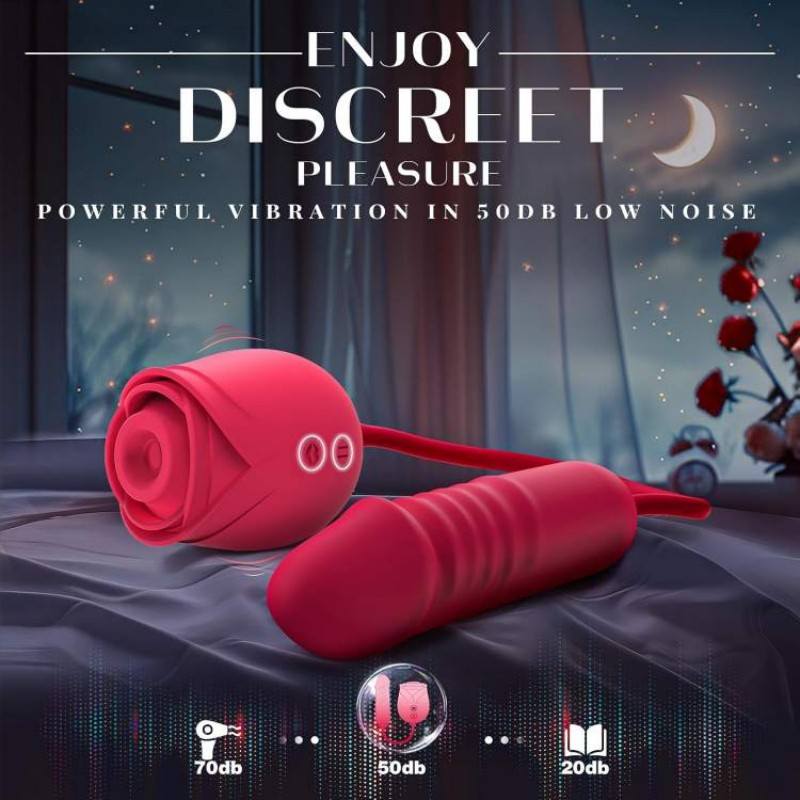 Rose‑Red Suction Vibrator with Licking Tip-MY03