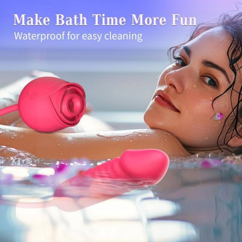 Rose‑Red Suction Vibrator with Licking Tip-MY03