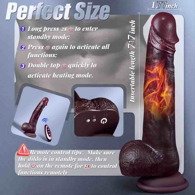 Wireless Electric Dildo with Heating, Swivel & Remote Control (23.7cm / 4.5cm / 460g)-MY28