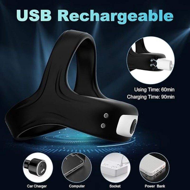 Electric Triple‑Ring Cock Ring (Vibrating)-MY37